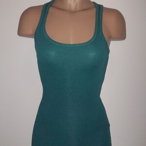 Bershka Womens Teal Cotton Tank Top M